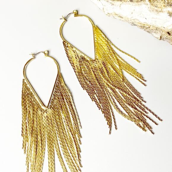 Free People Jewelry - NEW Dusk till Dawn Gold Fringe Earrings